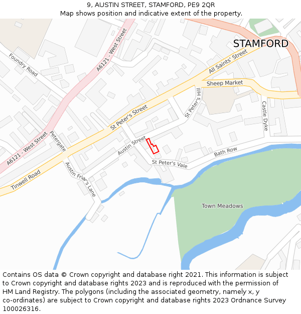 9, AUSTIN STREET, STAMFORD, PE9 2QR: Location map and indicative extent of plot