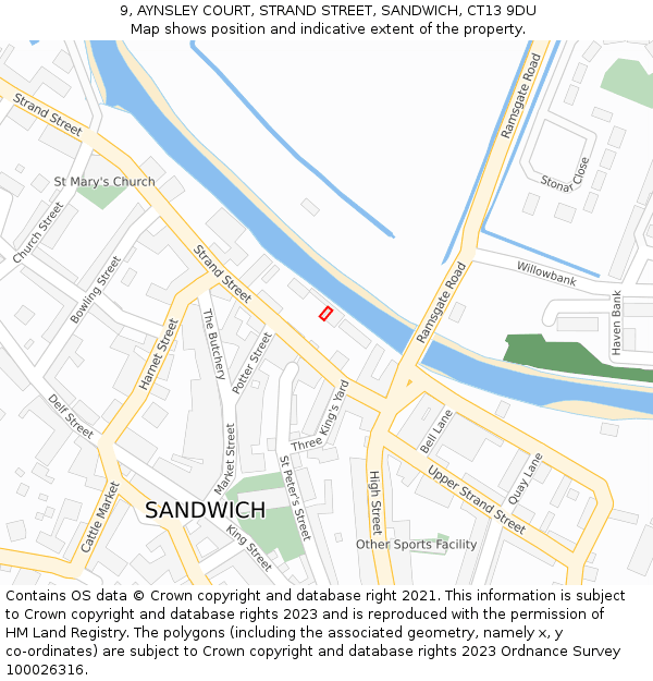 9, AYNSLEY COURT, STRAND STREET, SANDWICH, CT13 9DU: Location map and indicative extent of plot