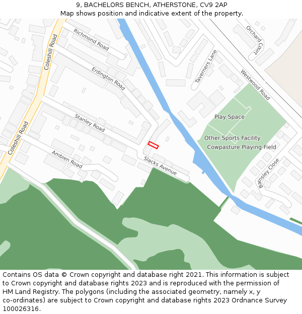9, BACHELORS BENCH, ATHERSTONE, CV9 2AP: Location map and indicative extent of plot