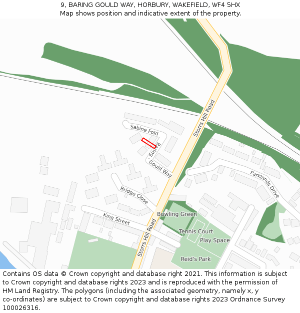 9, BARING GOULD WAY, HORBURY, WAKEFIELD, WF4 5HX: Location map and indicative extent of plot