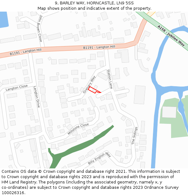 9, BARLEY WAY, HORNCASTLE, LN9 5SS: Location map and indicative extent of plot