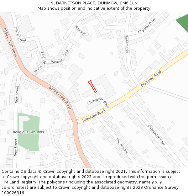 9, BARNETSON PLACE, DUNMOW, CM6 1LN: Location map and indicative extent of plot