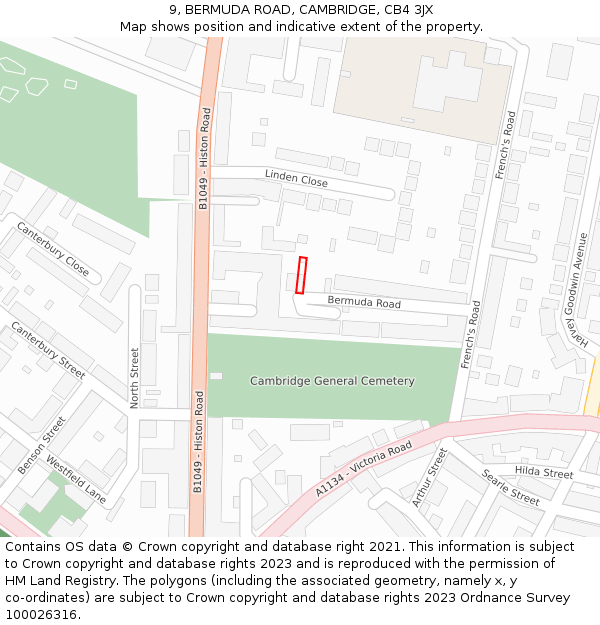 9, BERMUDA ROAD, CAMBRIDGE, CB4 3JX: Location map and indicative extent of plot