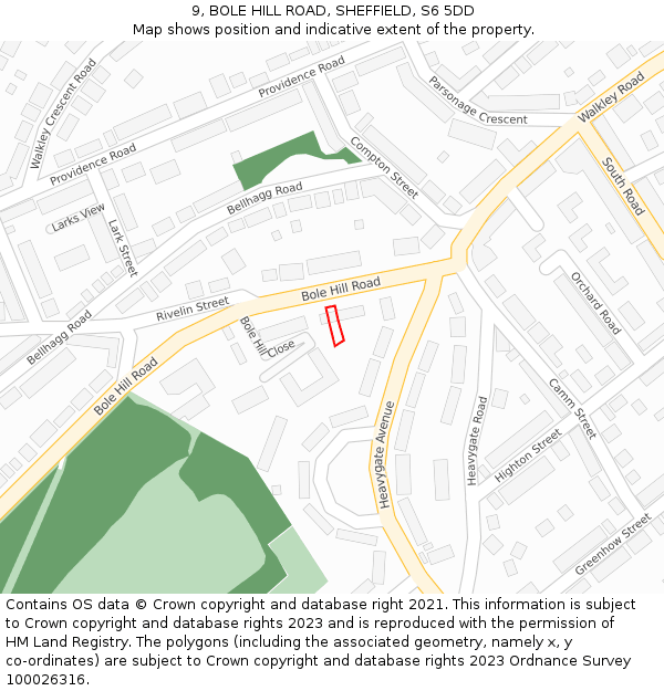 9, BOLE HILL ROAD, SHEFFIELD, S6 5DD: Location map and indicative extent of plot