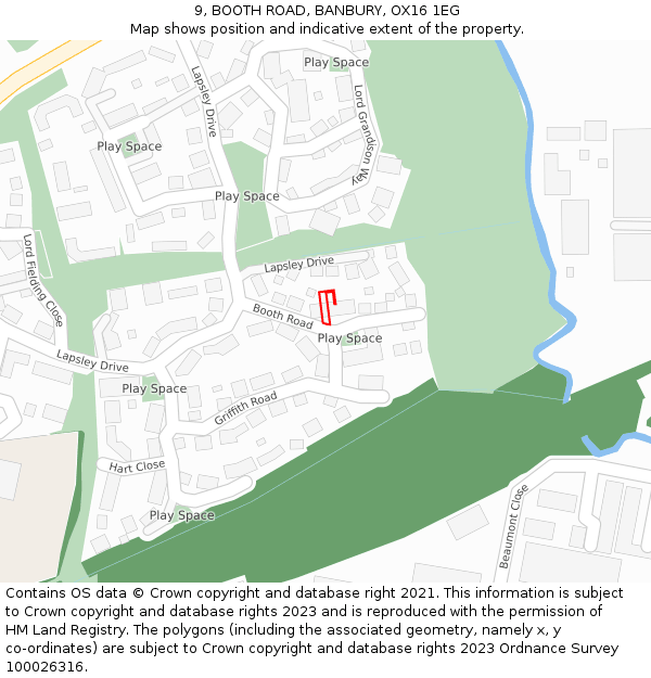 9, BOOTH ROAD, BANBURY, OX16 1EG: Location map and indicative extent of plot
