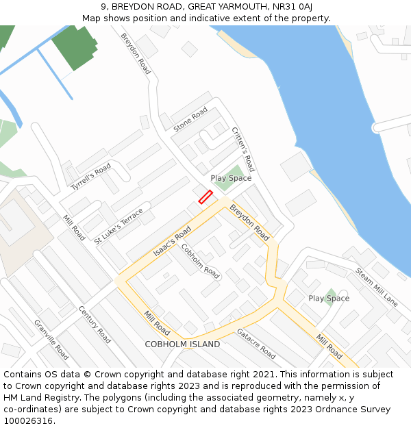 9, BREYDON ROAD, GREAT YARMOUTH, NR31 0AJ: Location map and indicative extent of plot