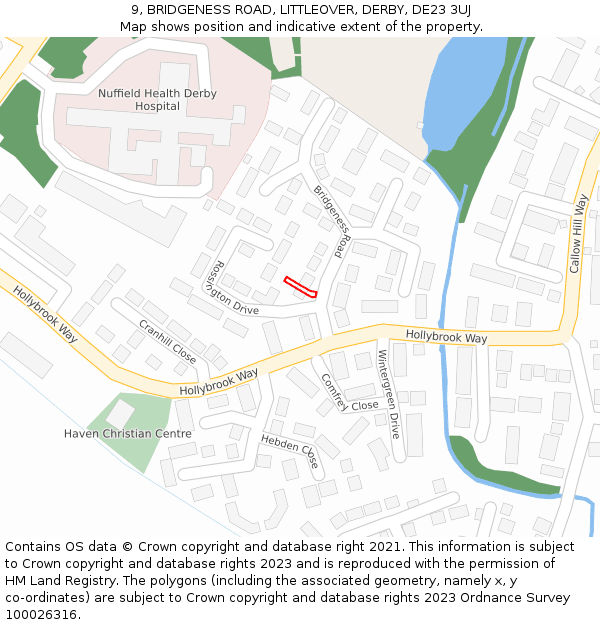 9, BRIDGENESS ROAD, LITTLEOVER, DERBY, DE23 3UJ: Location map and indicative extent of plot