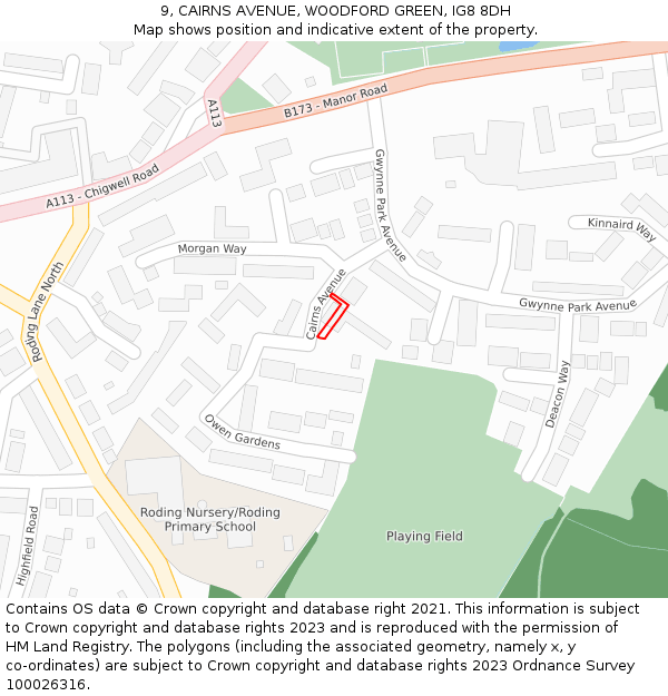 9, CAIRNS AVENUE, WOODFORD GREEN, IG8 8DH: Location map and indicative extent of plot