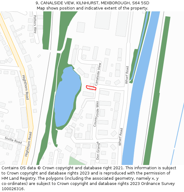 9, CANALSIDE VIEW, KILNHURST, MEXBOROUGH, S64 5SD: Location map and indicative extent of plot