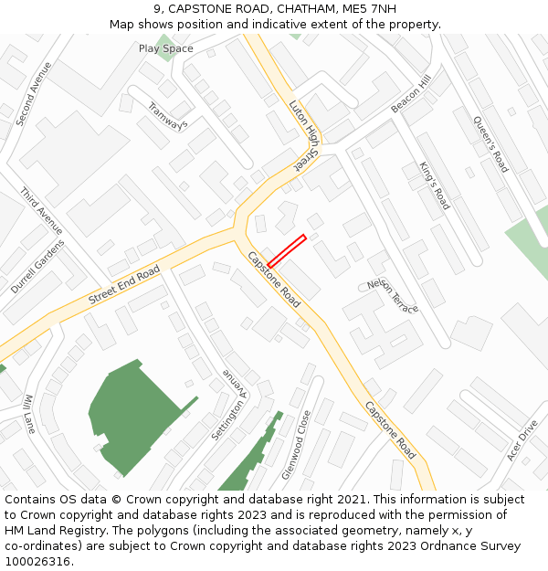 9, CAPSTONE ROAD, CHATHAM, ME5 7NH: Location map and indicative extent of plot