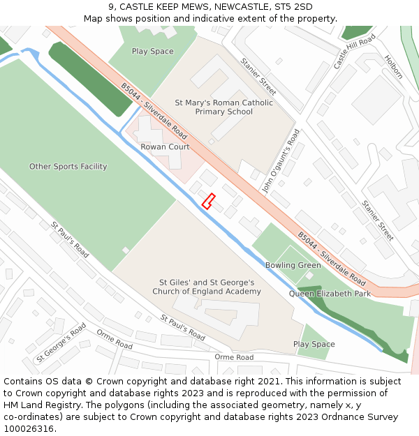 9, CASTLE KEEP MEWS, NEWCASTLE, ST5 2SD: Location map and indicative extent of plot