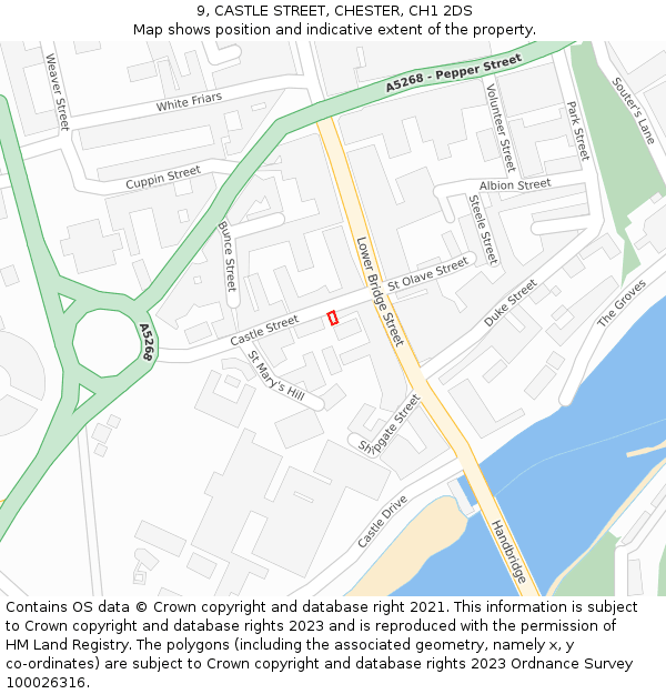 9, CASTLE STREET, CHESTER, CH1 2DS: Location map and indicative extent of plot