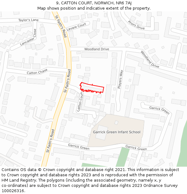 9, CATTON COURT, NORWICH, NR6 7AJ: Location map and indicative extent of plot
