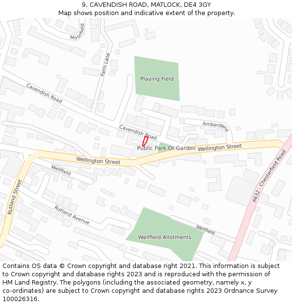 9, CAVENDISH ROAD, MATLOCK, DE4 3GY: Location map and indicative extent of plot