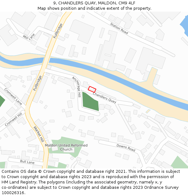 9, CHANDLERS QUAY, MALDON, CM9 4LF: Location map and indicative extent of plot