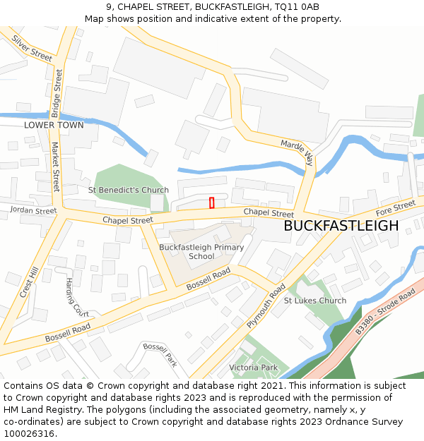 9, CHAPEL STREET, BUCKFASTLEIGH, TQ11 0AB: Location map and indicative extent of plot