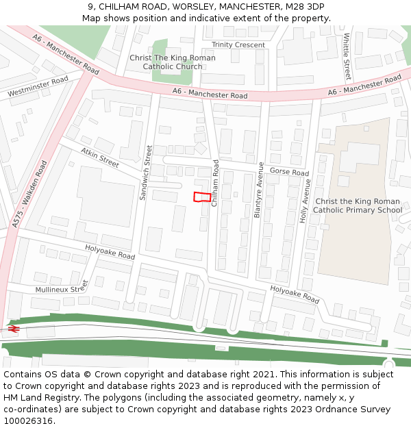 9, CHILHAM ROAD, WORSLEY, MANCHESTER, M28 3DP: Location map and indicative extent of plot