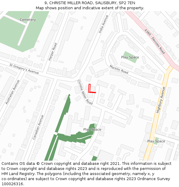 9, CHRISTIE MILLER ROAD, SALISBURY, SP2 7EN: Location map and indicative extent of plot