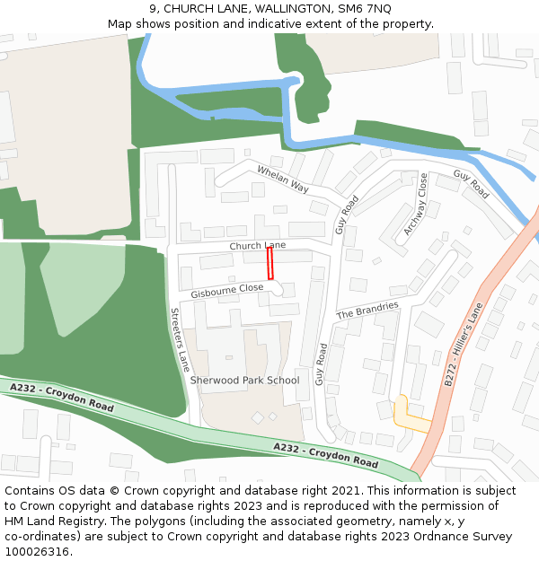 9, CHURCH LANE, WALLINGTON, SM6 7NQ: Location map and indicative extent of plot