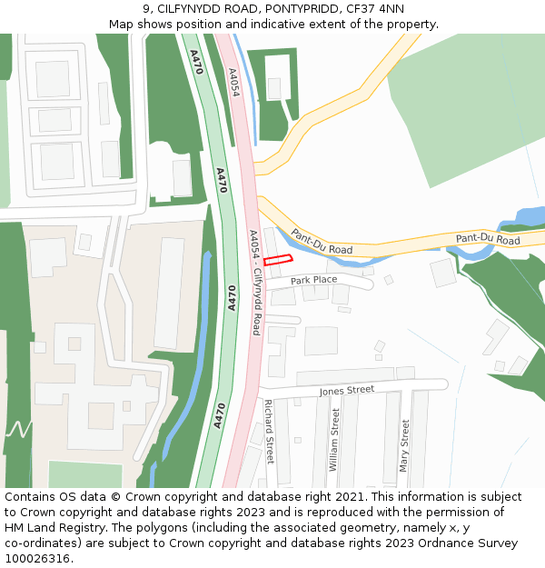 9, CILFYNYDD ROAD, PONTYPRIDD, CF37 4NN: Location map and indicative extent of plot