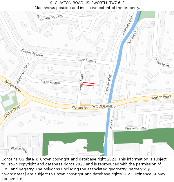 9, CLAYTON ROAD, ISLEWORTH, TW7 6LE: Location map and indicative extent of plot