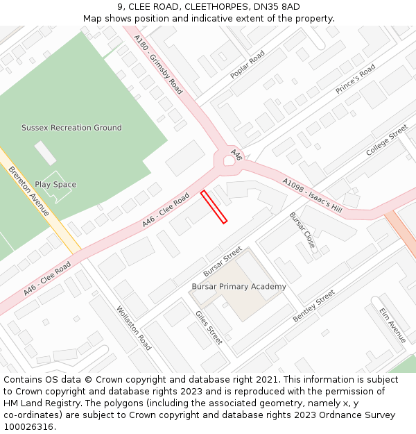 9, CLEE ROAD, CLEETHORPES, DN35 8AD: Location map and indicative extent of plot