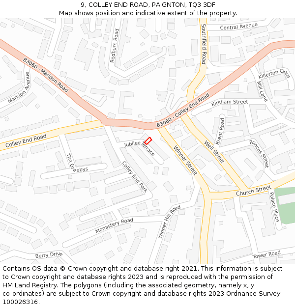 9, COLLEY END ROAD, PAIGNTON, TQ3 3DF: Location map and indicative extent of plot