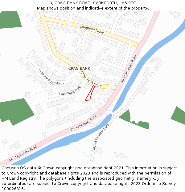 9, CRAG BANK ROAD, CARNFORTH, LA5 9EG: Location map and indicative extent of plot