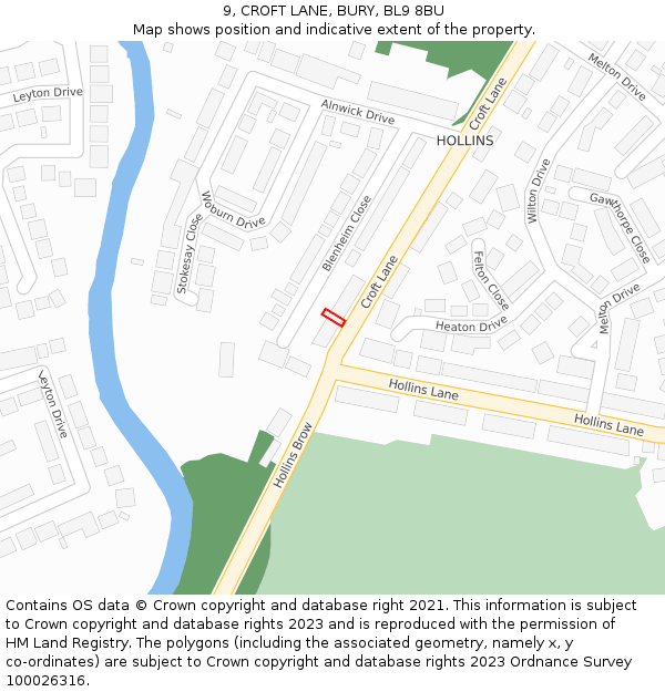 9, CROFT LANE, BURY, BL9 8BU: Location map and indicative extent of plot
