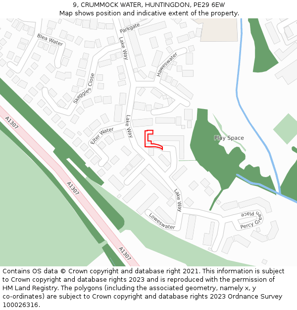 9, CRUMMOCK WATER, HUNTINGDON, PE29 6EW: Location map and indicative extent of plot