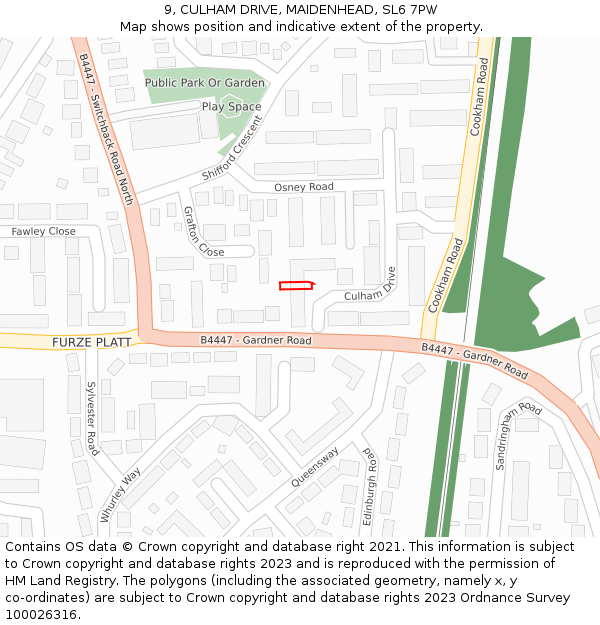 9, CULHAM DRIVE, MAIDENHEAD, SL6 7PW: Location map and indicative extent of plot