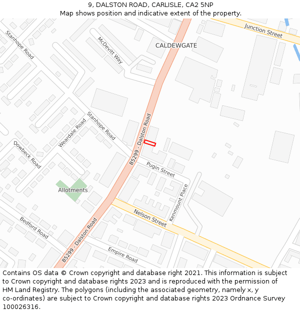 9, DALSTON ROAD, CARLISLE, CA2 5NP: Location map and indicative extent of plot