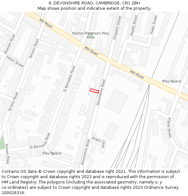 9, DEVONSHIRE ROAD, CAMBRIDGE, CB1 2BH: Location map and indicative extent of plot
