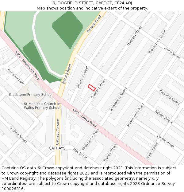 9, DOGFIELD STREET, CARDIFF, CF24 4QJ: Location map and indicative extent of plot