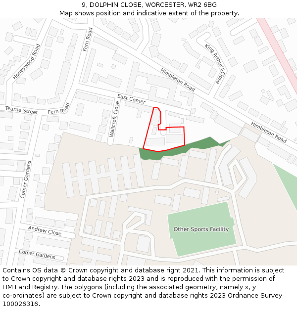 9, DOLPHIN CLOSE, WORCESTER, WR2 6BG: Location map and indicative extent of plot