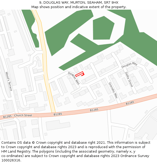 9, DOUGLAS WAY, MURTON, SEAHAM, SR7 9HX: Location map and indicative extent of plot