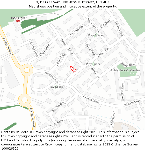 9, DRAPER WAY, LEIGHTON BUZZARD, LU7 4UE: Location map and indicative extent of plot