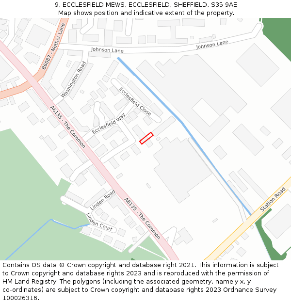 9, ECCLESFIELD MEWS, ECCLESFIELD, SHEFFIELD, S35 9AE: Location map and indicative extent of plot