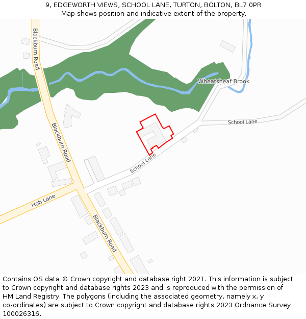9, EDGEWORTH VIEWS, SCHOOL LANE, TURTON, BOLTON, BL7 0PR: Location map and indicative extent of plot