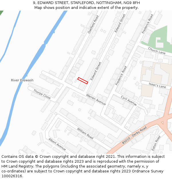9, EDWARD STREET, STAPLEFORD, NOTTINGHAM, NG9 8FH: Location map and indicative extent of plot