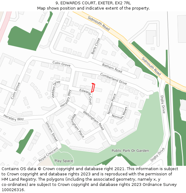 9, EDWARDS COURT, EXETER, EX2 7RL: Location map and indicative extent of plot
