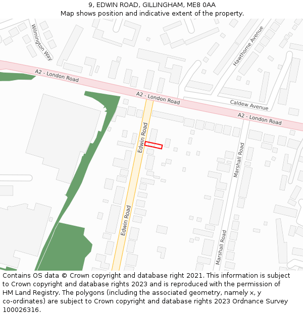 9, EDWIN ROAD, GILLINGHAM, ME8 0AA: Location map and indicative extent of plot
