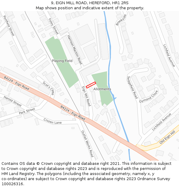 9, EIGN MILL ROAD, HEREFORD, HR1 2RS: Location map and indicative extent of plot