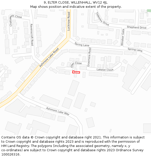 9, ELTER CLOSE, WILLENHALL, WV12 4JL: Location map and indicative extent of plot