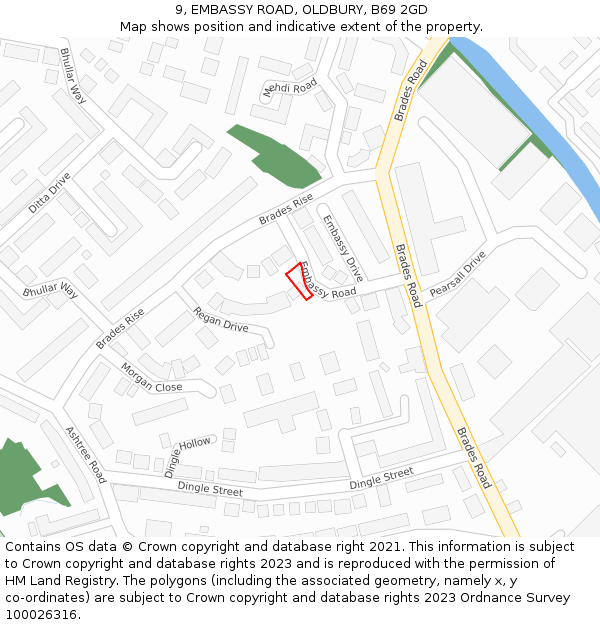 9, EMBASSY ROAD, OLDBURY, B69 2GD: Location map and indicative extent of plot