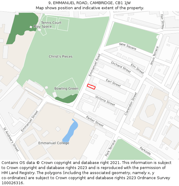 9, EMMANUEL ROAD, CAMBRIDGE, CB1 1JW: Location map and indicative extent of plot