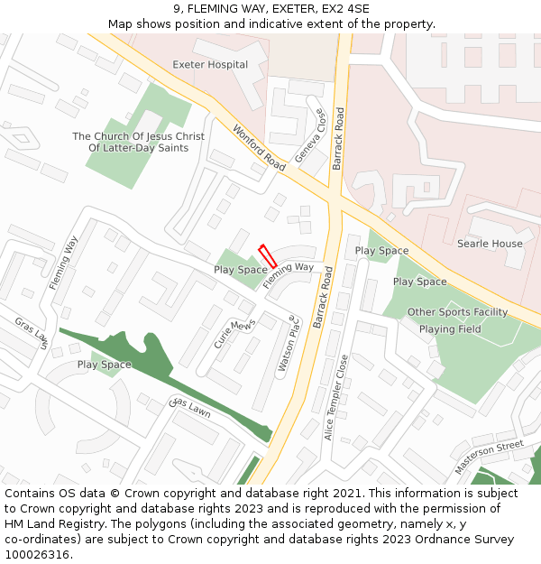 9, FLEMING WAY, EXETER, EX2 4SE: Location map and indicative extent of plot