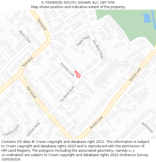 9, FOXWOOD SOUTH, SOHAM, ELY, CB7 5YW: Location map and indicative extent of plot
