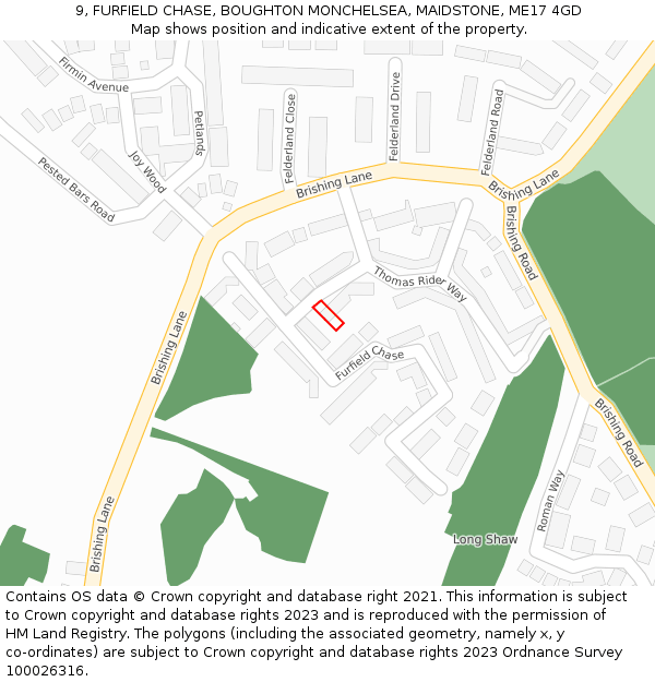 9, FURFIELD CHASE, BOUGHTON MONCHELSEA, MAIDSTONE, ME17 4GD: Location map and indicative extent of plot