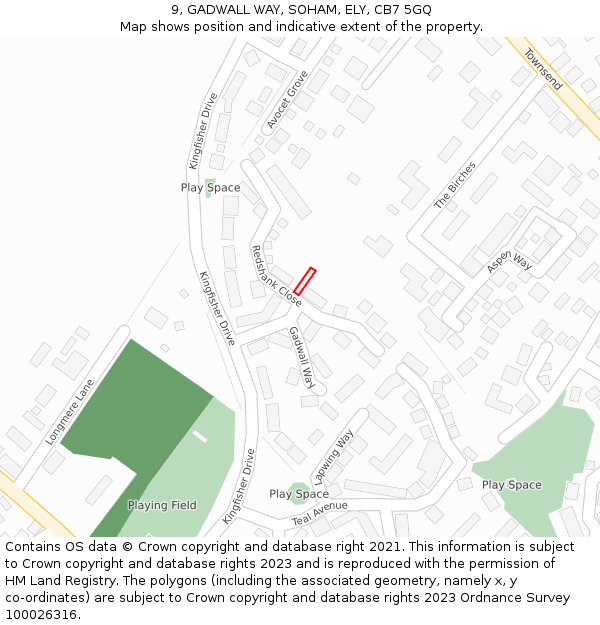 9, GADWALL WAY, SOHAM, ELY, CB7 5GQ: Location map and indicative extent of plot